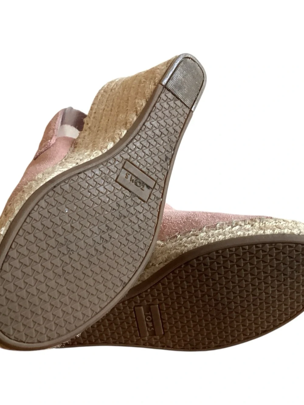 Toms Pink Suede Monica Espadrille Wedge Sandals size 7.5